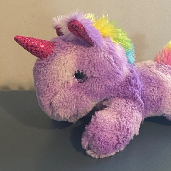 Hug & Luv Rainbow Purple Unicorn Plush Stuffed Animal Toy 9.5” Long Soft Cuddly - Picture 2 of 7